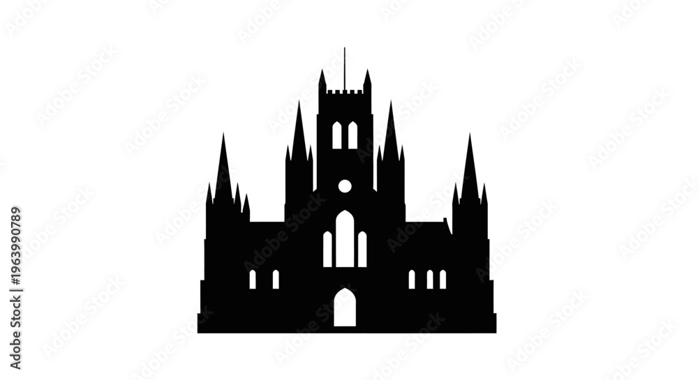 Fototapeta premium Black Silhouette Gothic Castle.