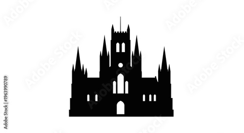 Black Silhouette Gothic Castle.