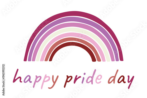 Colorful rainbow shape Lesbian pride flag Happy pride day LGBTQIA community Pride Month Vector hand drawn doodle for posters, stickers, logo, cards