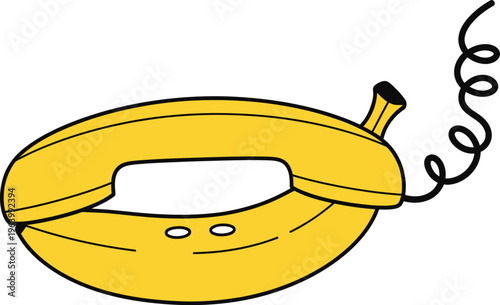 Creative banana phone illustration a surreal and humorous concept for communication technology and food themes isolated on white Background