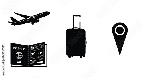 Travel icons on white background