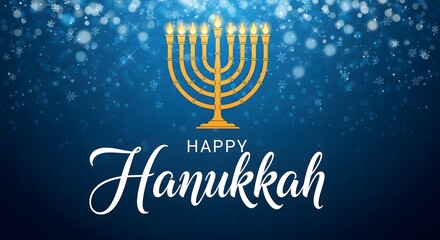 Happy hanukkah celebration with a golden menorah