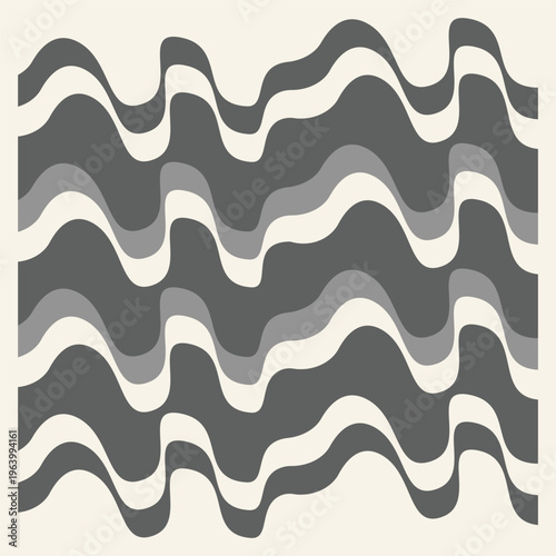 abstract wavy pattern, minimalist charcoal gray wave wall art