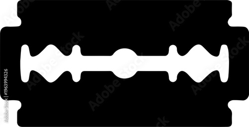 Razor Blade Silhouette Vector Illustration, Sharp Steel Blade Icon Isolated on White Background