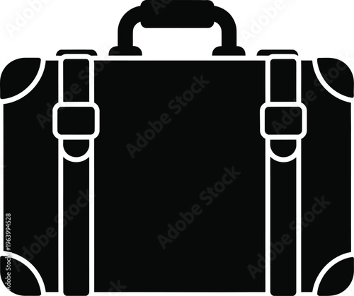 A black briefcase with a handle and buckles