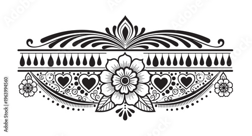 Intricate floral and heart design element