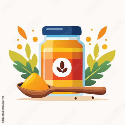 Turmeric Powder and Honey Jar - Natural Health and Wellness.