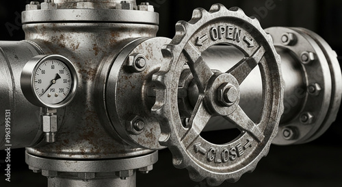 Industrial valve with pressure gauge and open wheel