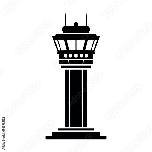 Air traffic control tower silhouette.