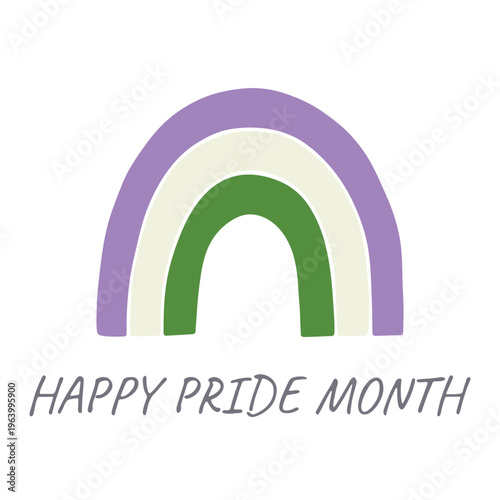 Colorful rainbow shape Genderqueer pride flag Happy pride day LGBTQIA community Pride Month Vector hand drawn doodle for posters, stickers, logo, cards