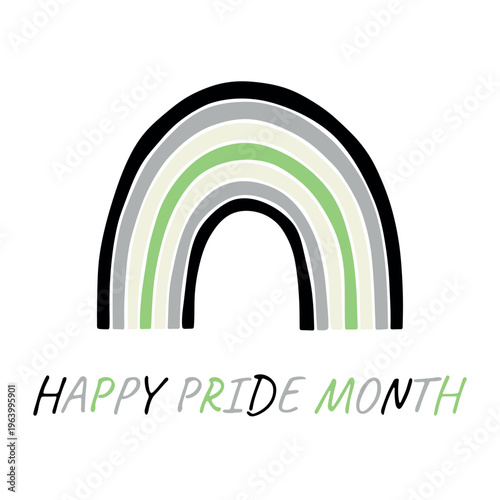 Colorful rainbow shape Agender pride flag Happy pride day LGBTQIA community Pride Month Vector hand drawn doodle for posters, stickers, logo, cards