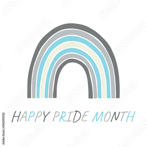 Colorful rainbow shape Demiboy pride flag Happy pride day LGBTQIA community Pride Month Vector hand drawn doodle for posters, stickers, logo, cards