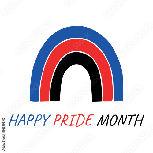 Colorful rainbow shape Polyamory pride flag Happy pride day LGBTQIA community Pride Month Vector hand drawn doodle for posters, stickers, logo, cards