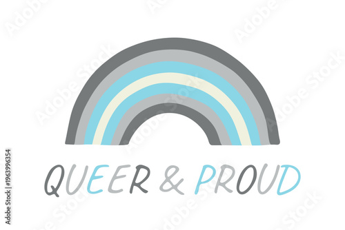 Colorful rainbow shape Demiboy pride flag Happy pride day LGBTQIA community Pride Month Vector hand drawn doodle for posters, stickers, logo, cards