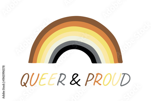 Colorful rainbow shape Bear brotherhood pride flag Happy pride day LGBTQIA community Pride Month Vector hand drawn doodle for posters, stickers, logo, cards