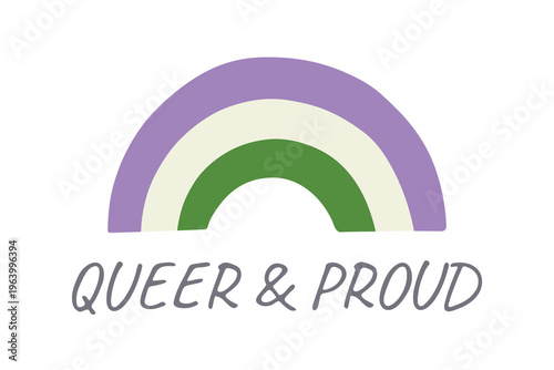 Colorful rainbow shape Genderqueer pride flag Happy pride day LGBTQIA community Pride Month Vector hand drawn doodle for posters, stickers, logo, cards