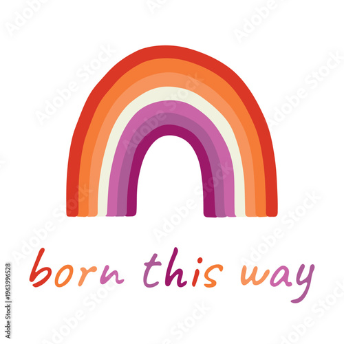 Colorful rainbow shape Lesbian pride flag Happy pride day LGBTQIA community Pride Month Vector hand drawn doodle for posters, stickers, logo, cards