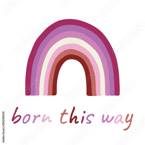 Colorful rainbow shape Lesbian pride flag Happy pride day LGBTQIA community Pride Month Vector hand drawn doodle for posters, stickers, logo, cards