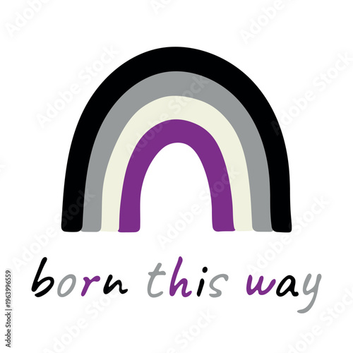 Colorful rainbow shape Asexual pride flag Happy pride day LGBTQIA community Pride Month Vector hand drawn doodle for posters, stickers, logo, cards