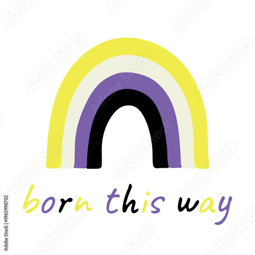 Colorful rainbow shape Non-binary pride flag Happy pride day LGBTQIA community Pride Month Vector hand drawn doodle for posters, stickers, logo, cards