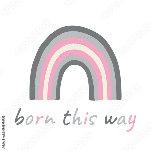 Colorful rainbow shape Demigirl pride flag Happy pride day LGBTQIA community Pride Month Vector hand drawn doodle for posters, stickers, logo, cards