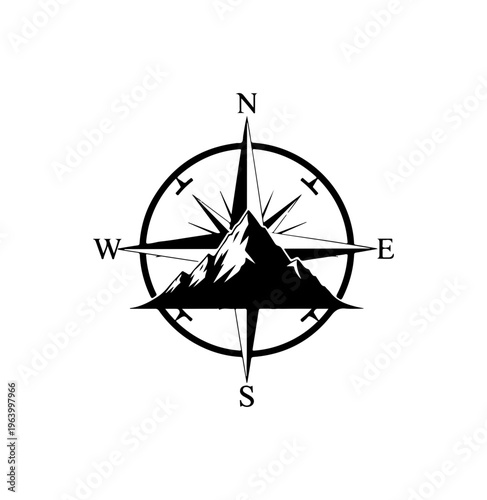 Mountain Compass Navigation Vector Icon