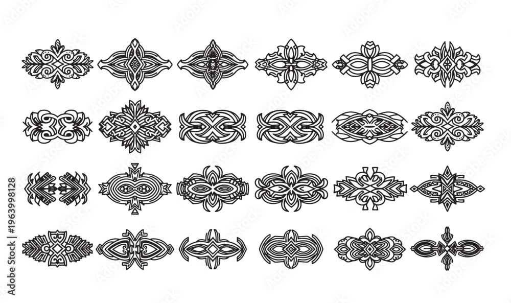 Fototapeta premium Collection of 25 unique black and white ornamental designs