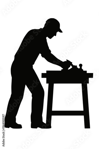 Carpenter woodworker silhouette vector illustration