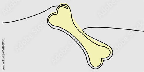 Continuous one line art bone drawing vector for clean veterinary clinics. Ideal for symbolizing minimalist anatomy, sleek biology, and pets.