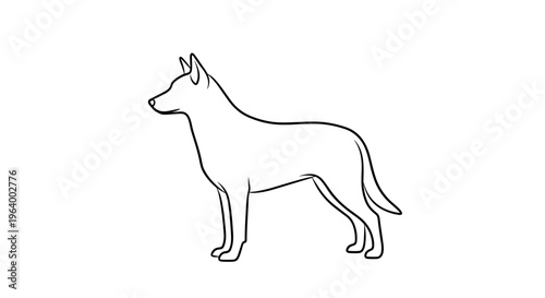 Simple Line Drawing of a Dog.
