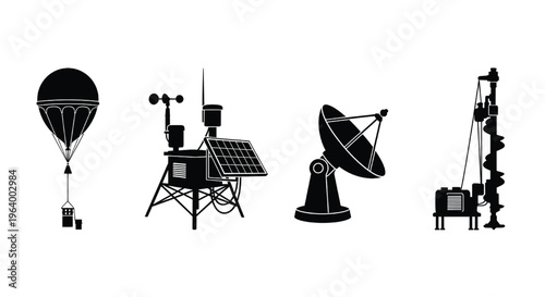 A collection of weather and communication equipment icons