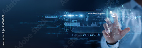 Foto Corporate analyst holding dashboard display