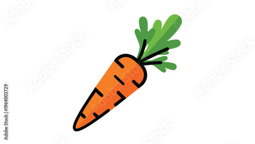 Fresh orange carrot with green leaves illustration representing healthy food, organic vegetables, and ingredients for cooking recipes.