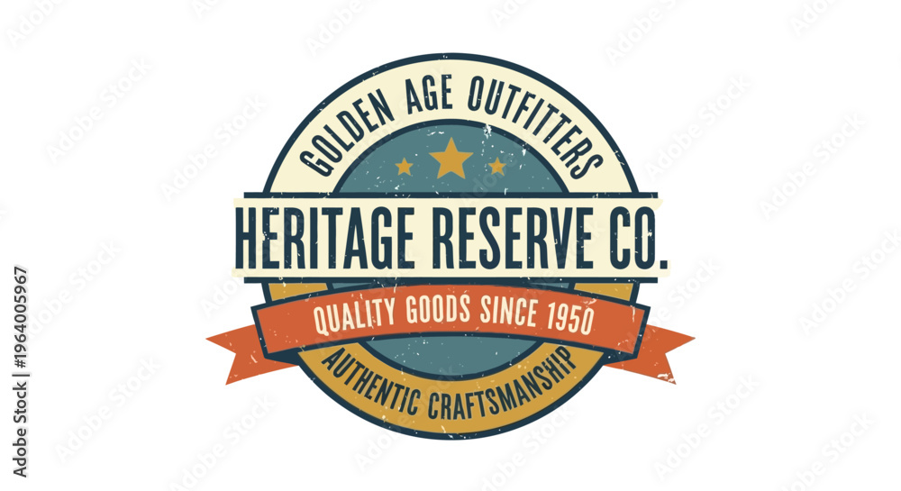 Obraz premium Vintage retro badge vector for authentic craftsmanship goods from Heritage Reserve Co