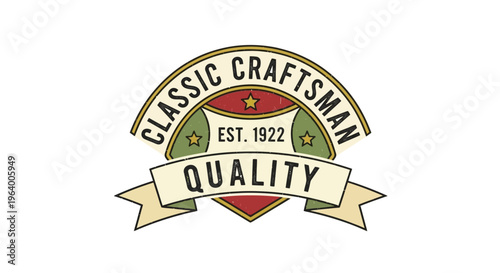 Vintage retro badge vector with classic craftsman quality established in 1922