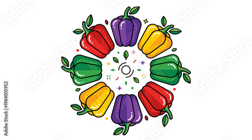 Colorful Bell Peppers in Circle.