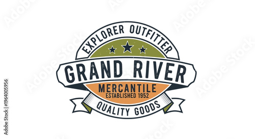 Grand River Mercantile quality goods vector vintage retro badge graphic design