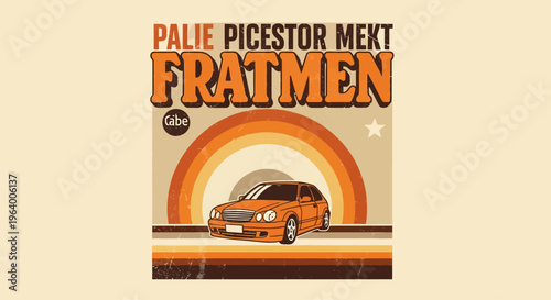Retro Sunset Car Vector Illustration with Vintage Vibes