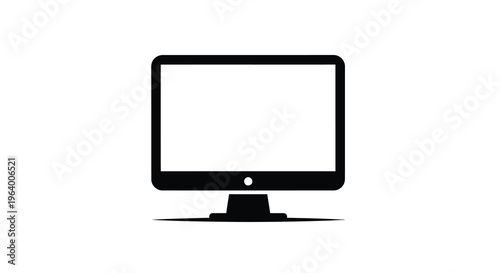 Cuadro en lienzo A simple black silhouette of a modern computer monitor with a thin bezel and sta