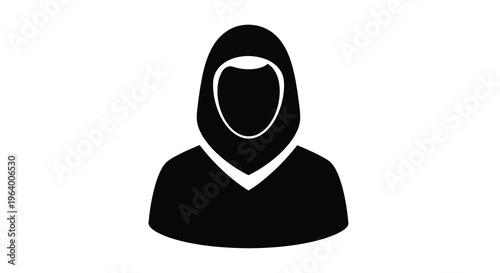 A simple black silhouette depicts a person wearing a hooded garment obscuring their facial features high quality professional detailed modern elegant