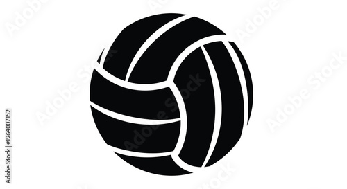 A simple black and white depiction of a volleyball showcasing its segmented panel design and spherical shape high quality professional detailed