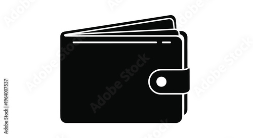A simple black and white illustration depicts a closed wallet suggesting finance personal belongings or economic concepts high quality professional detailed