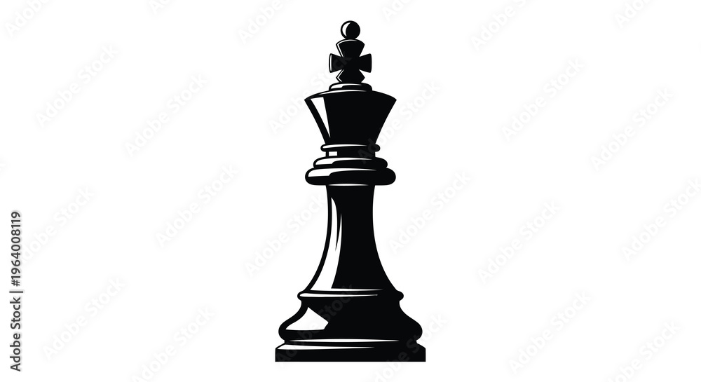 Fototapeta premium A stark black and white illustration depicts a chess king centrally positioned and viewed from the side high quality professional detailed