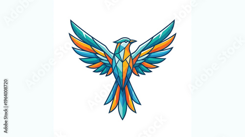 Colorful bird in flight ascending.