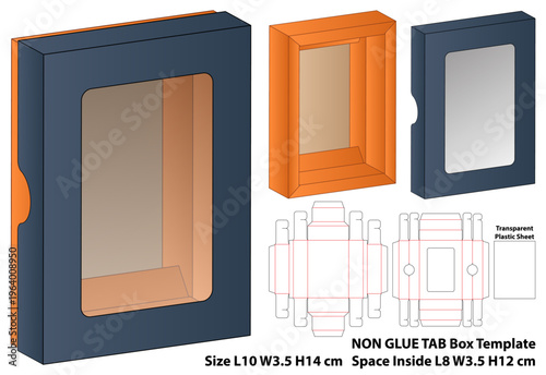 Window Display Non Glue Box Dieline Template