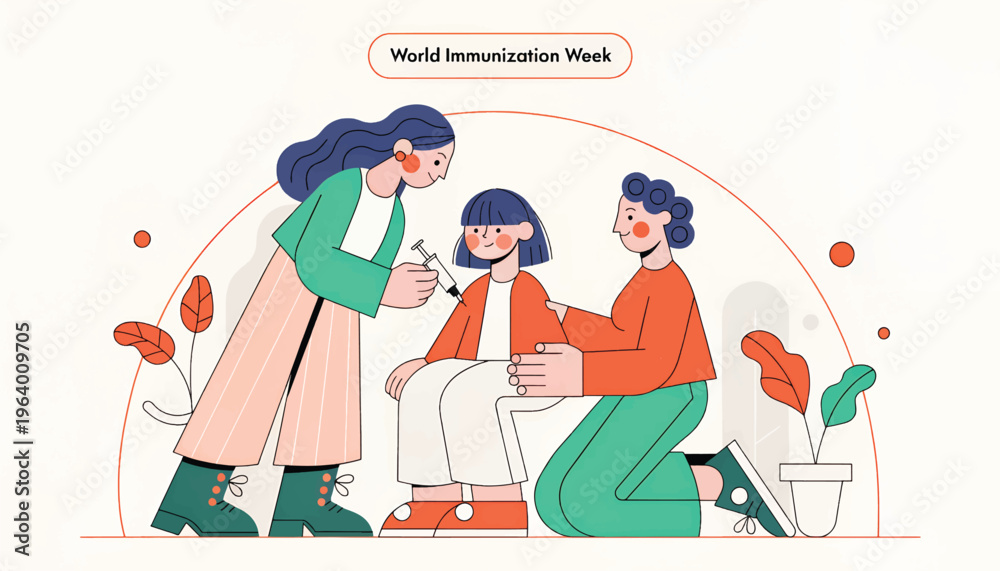 Obraz premium World Immunization Week Child Vaccination Global Health Awareness.eps