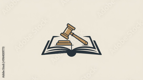 Law book with judge gavel on top symbolizing justice and legal system courtroom proceedings and judgment