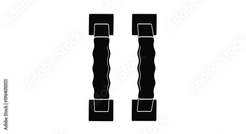 A stark black and white illustration depicts two parallel stylized handles with rectangular ends high quality professional detailed modern elegant stylish