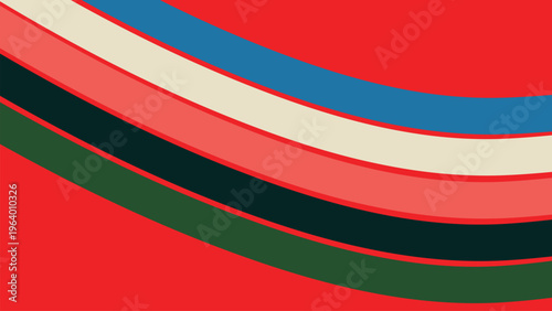 abstract colorful curved stripes background retro wave bands bold design