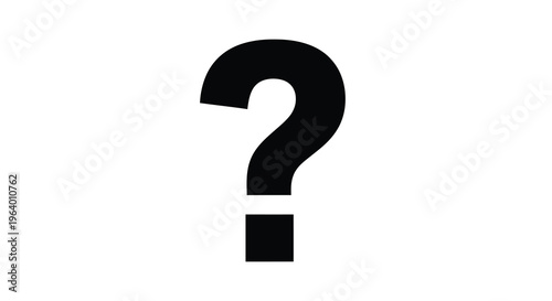A stark black question mark dominates a plain white background symbolizing uncertainty and inquiry high quality professional detailed modern elegant stylish